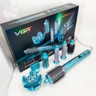 Фен-стайлер для волос 7в1 VGR V-477 Blue Professional 1400 Вт 7 насадок 00015338 фото