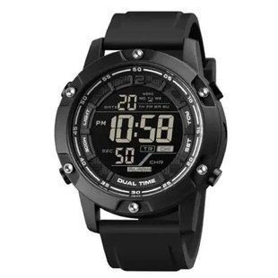 Годинник наручний чоловічий SKMEI 1762BK BLACK, Чоловічий армійський водостійкий тактичний годинник. Колір: чорний 00022482 фото