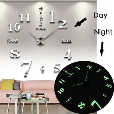 Великий настінний годинник Horloge 3D DIY кварц 27/37/47 55 см. Світяться вночі 00022488 фото