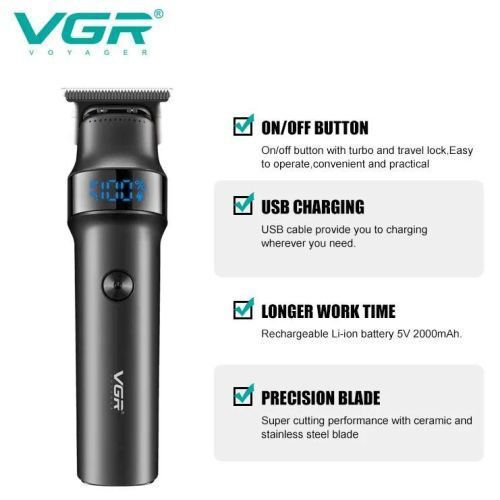 Машинка для стрижки волосся VGR V-987 BLACK, для стрижки посіченого волосся 00015119 фото