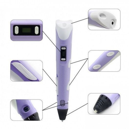 3D ручка Smart 3D Pen 2 c LCD дисплеєм, Ручка для об'ємного малювання, Дитяча 3д ручка. Колір: фіолетовий 00015791 фото