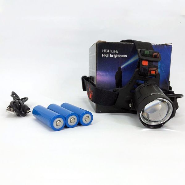 Фонарь налобный X-Balong XQ-219-HP50 аккумуляторный LED zoom с функцией Power Bank 3 режима работы 00022935 фото