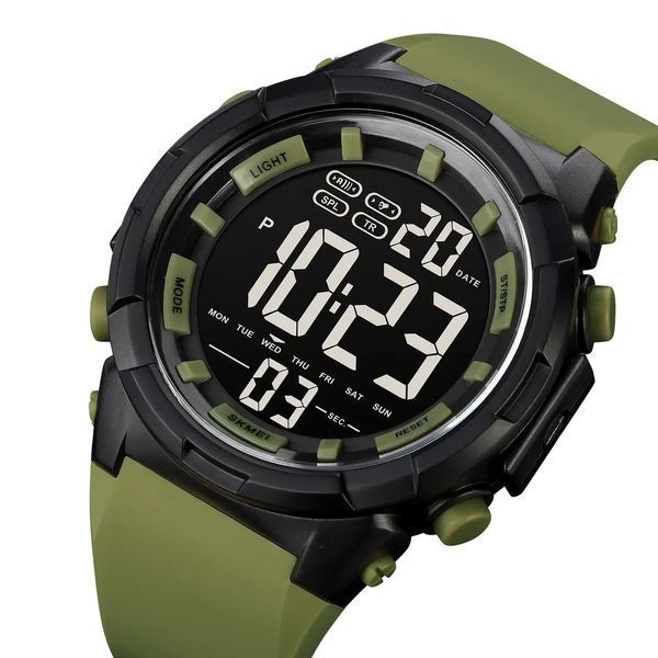 Часы наручные мужские SKMEI 1845AG ARMY GREEN, армейские водостойкие тактические часы. Цвет: зеленый 00022056 фото