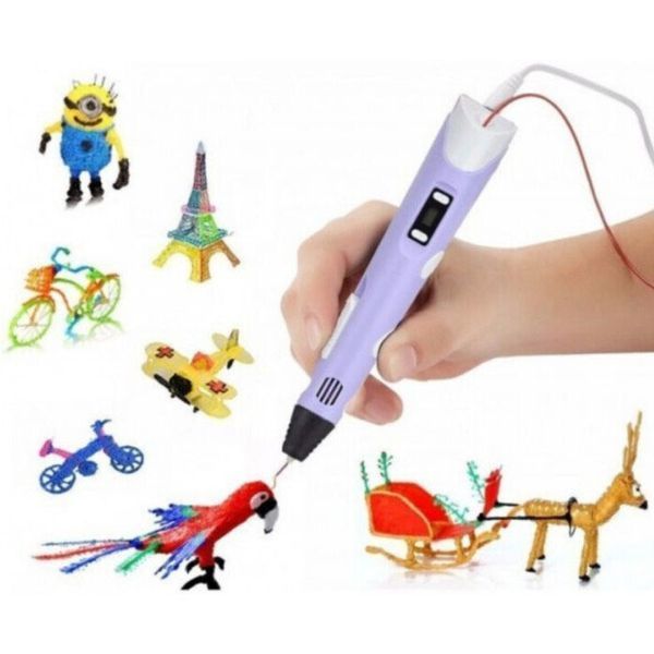 3D ручка Smart 3D Pen 2 c LCD дисплеєм, Ручка для об'ємного малювання, Дитяча 3д ручка. Колір: фіолетовий 00015791 фото