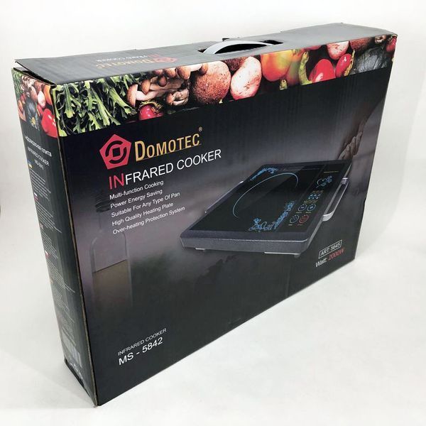 Плита інфрачервона Domotec MS-5842 на 1 конфорку, потужна настільна електроплита, індукційна плита міні 00018957 фото