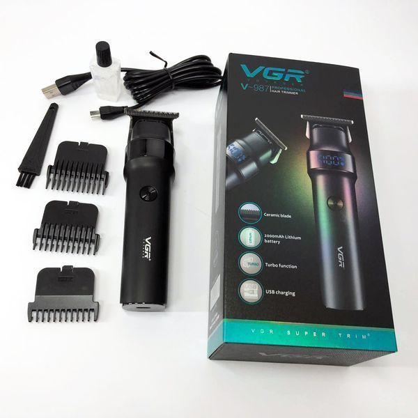 Машинка для стрижки волосся VGR V-987 BLACK, для стрижки посіченого волосся 00015119 фото