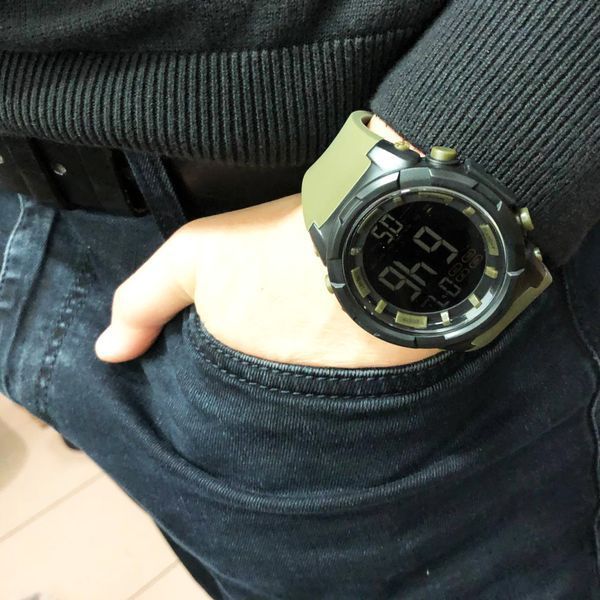 Часы наручные мужские SKMEI 1845AG ARMY GREEN, армейские водостойкие тактические часы. Цвет: зеленый 00022056 фото