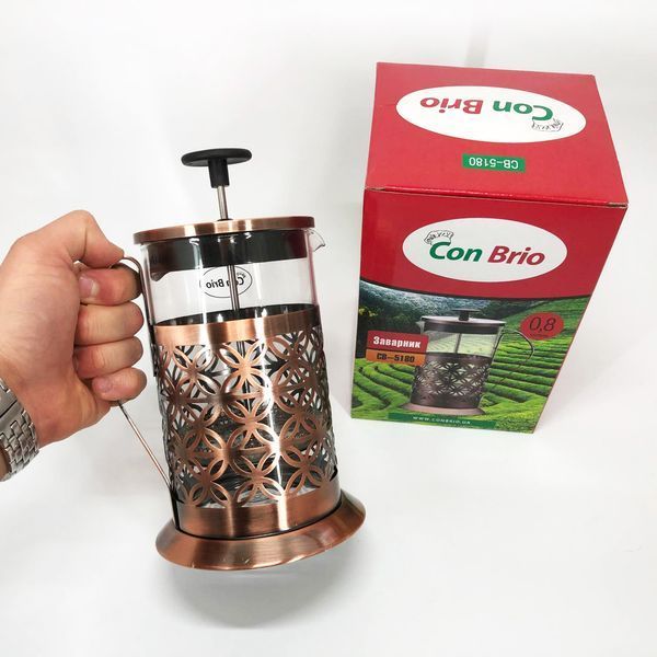 Френч-прес Заварник для чаю Con Brio CB-5180 800мл, Скляний чайник для чаю чайники 00019104 фото