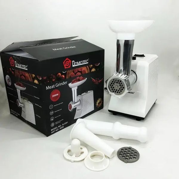 М'ясорубка електрична domotec r3391 2000w, компактна м'ясорубка для дому, м'ясорубка 3 в 1 00021042 фото