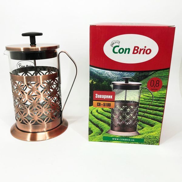 Френч-прес Заварник для чаю Con Brio CB-5180 800мл, Скляний чайник для чаю чайники 00019104 фото