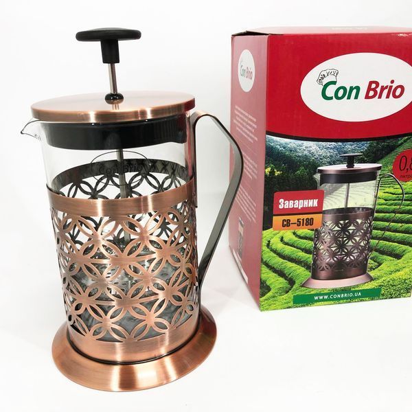 Френч-прес Заварник для чаю Con Brio CB-5180 800мл, Скляний чайник для чаю чайники 00019104 фото