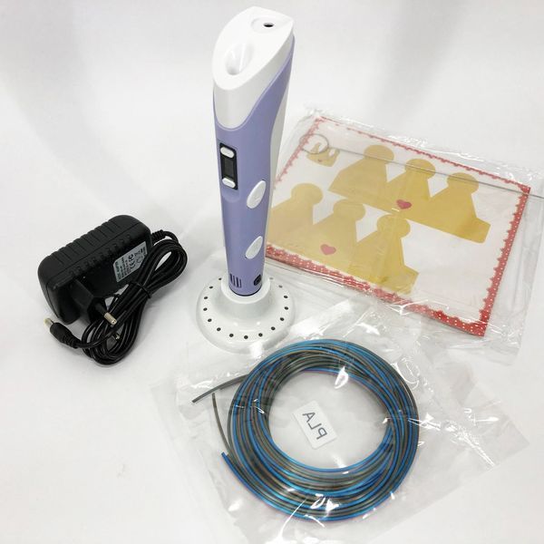 3D ручка Smart 3D Pen 2 c LCD дисплеєм, Ручка для об'ємного малювання, Дитяча 3д ручка. Колір: фіолетовий 00015791 фото