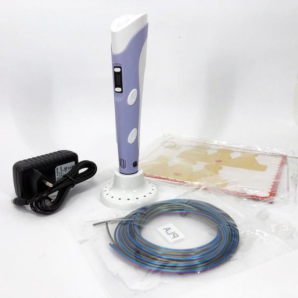 3D ручка Smart 3D Pen 2 c LCD дисплеєм, Ручка для об'ємного малювання, Дитяча 3д ручка. Колір: фіолетовий 00015791 фото
