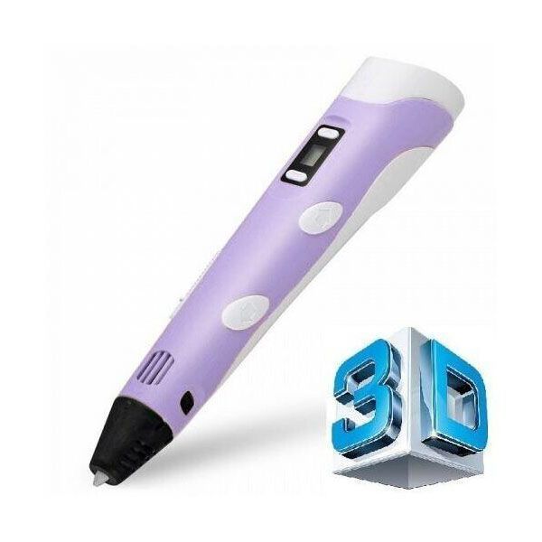 3D ручка Smart 3D Pen 2 c LCD дисплеєм, Ручка для об'ємного малювання, Дитяча 3д ручка. Колір: фіолетовий 00015791 фото