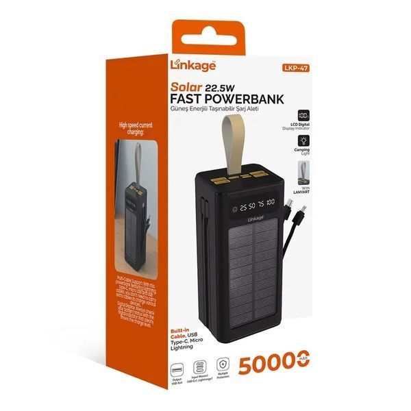 Батарея универсальная Linkage LKP-47 Solar 22.5W 50000mAh Black 00017889 фото