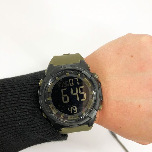 Часы наручные мужские SKMEI 1845AG ARMY GREEN, армейские водостойкие тактические часы. Цвет: зеленый 00022056 фото