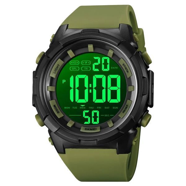 Часы наручные мужские SKMEI 1845AG ARMY GREEN, армейские водостойкие тактические часы. Цвет: зеленый 00022056 фото