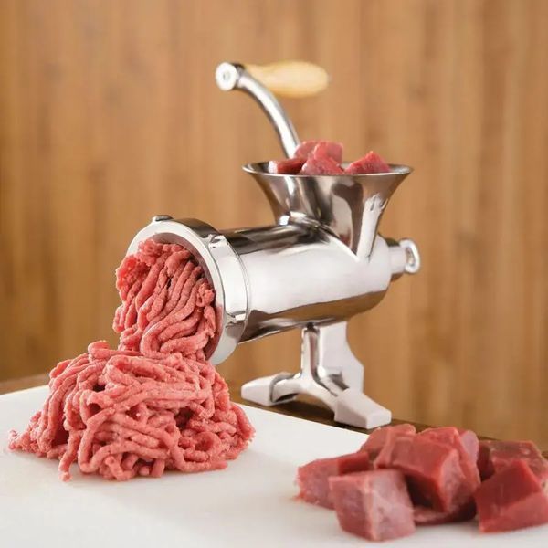 Кухонная мясорубка механическая бытовая алюминевая ручная для приготовления фарша 00021244 фото