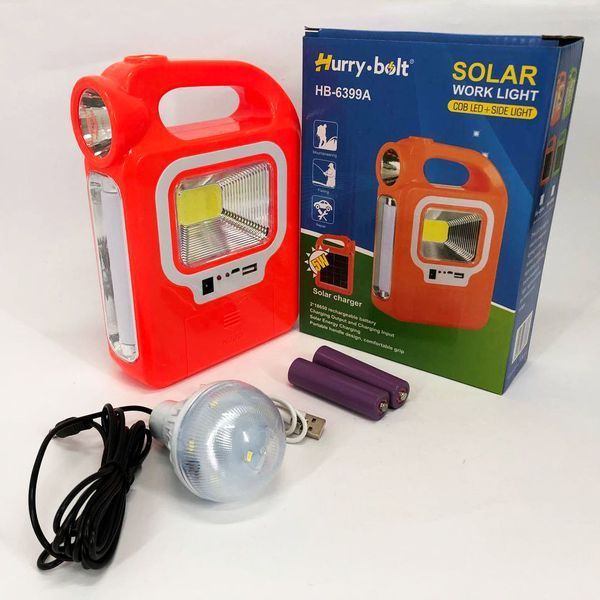Фонарь кемпинг переносной 6399А - LED+COB, power bank, 2x18650, солнечная батарея. Цвет: оранжевый 00023535 фото