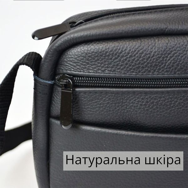 Стильная мужская сумка-мессенджер из натуральной кожи флотар, черного цвета, мужские сумки через плечо 00018350 фото