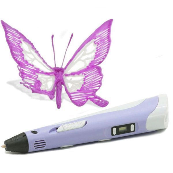 3D ручка Smart 3D Pen 2 c LCD дисплеєм, Ручка для об'ємного малювання, Дитяча 3д ручка. Колір: фіолетовий 00015791 фото