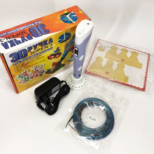 3D ручка Smart 3D Pen 2 c LCD дисплеєм, Ручка для об'ємного малювання, Дитяча 3д ручка. Колір: фіолетовий 00015791 фото