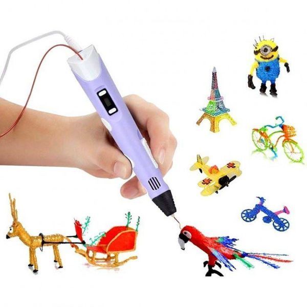 3D ручка Smart 3D Pen 2 c LCD дисплеєм, Ручка для об'ємного малювання, Дитяча 3д ручка. Колір: фіолетовий 00015791 фото