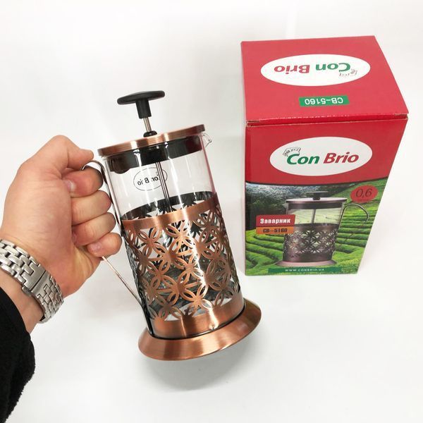 Френч-прес Заварник для чаю Con Brio CB-5180 800мл, Скляний чайник для чаю чайники 00019104 фото