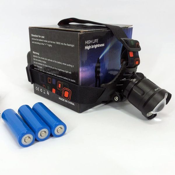 Фонарь налобный X-Balong XQ-219-HP50 аккумуляторный LED zoom с функцией Power Bank 3 режима работы 00022935 фото
