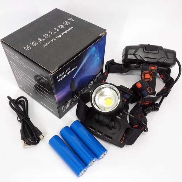 Фонарь налобный X-Balong XQ-219-HP50 аккумуляторный LED zoom с функцией Power Bank 3 режима работы 00022935 фото