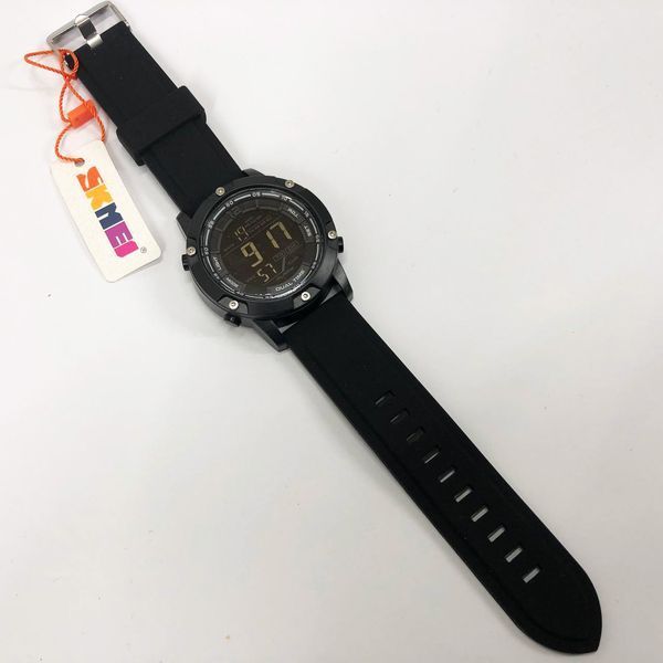 Часы наручные мужские SKMEI 1762BK BLACK, Мужские армейские водостойкие тактические часы. Цвет: черный 00022482 фото