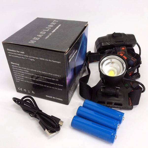 Фонарь налобный X-Balong XQ-219-HP50 аккумуляторный LED zoom с функцией Power Bank 3 режима работы 00022935 фото