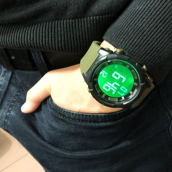 Часы наручные мужские SKMEI 1845AG ARMY GREEN, армейские водостойкие тактические часы. Цвет: зеленый 00022056 фото