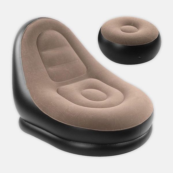 Надувное кресло с пуфом для отдыха AIR SOFA велюровое 00012679 фото