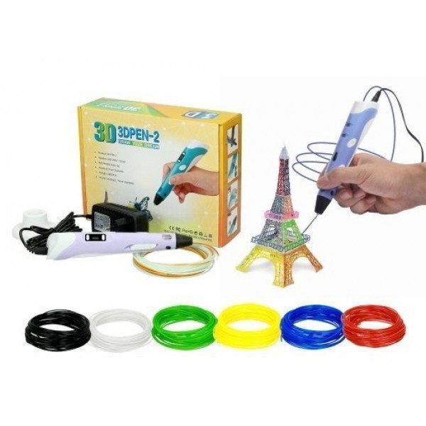 3D ручка Smart 3D Pen 2 c LCD дисплеєм, Ручка для об'ємного малювання, Дитяча 3д ручка. Колір: фіолетовий 00015791 фото