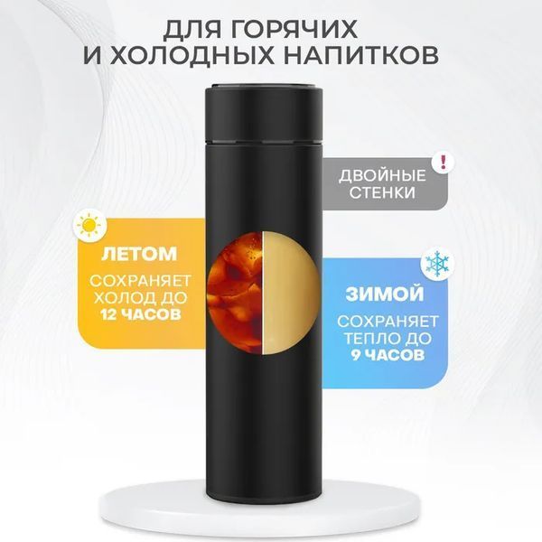 Умный термос с датчиком температуры, Термос для школы, Умный термос с экраном, Умный термос 00022573 фото