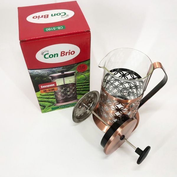 Френч-прес Заварник для чаю Con Brio CB-5180 800мл, Скляний чайник для чаю чайники 00019104 фото