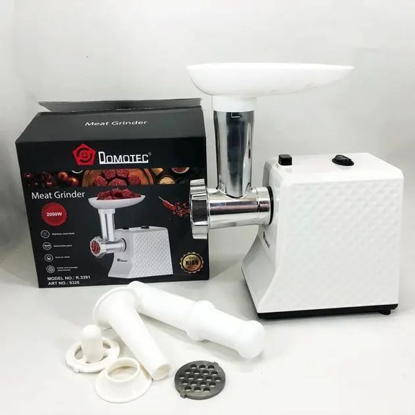 М'ясорубка електрична domotec r3391 2000w, компактна м'ясорубка для дому, м'ясорубка 3 в 1 00021042 фото