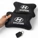 Набір подушок для авто Hyundai 2шт, натуральна шкіра, чорний колір, комфортні підголовники в автомобіль 00016805 фото 7