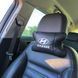 Набір подушок для авто Hyundai 2шт, натуральна шкіра, чорний колір, комфортні підголовники в автомобіль 00016805 фото 12