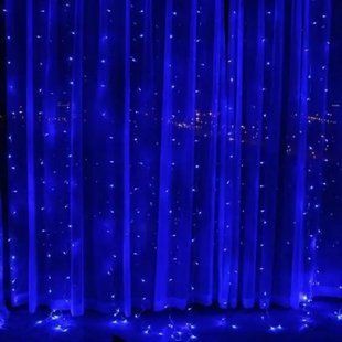 Светодиодная гирлянда штора роса на проволоке 3х2 м 200 LED пульт + USB Синий 00024812 фото