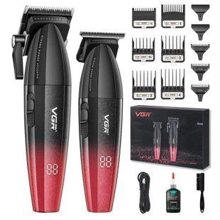 Профессиональный набор для стрижки волос VGR V-640 аккумуляторный Barber Combo PREMIUM. Цвет: красный 00015260 фото