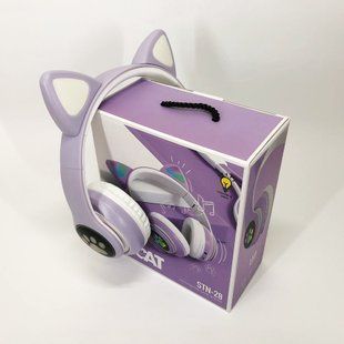 Беспроводные LED наушники с кошачьими ушками CAT STN-28. Цвет: фиолетовый 00023863 фото