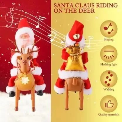 Игрушка санта-клаус верхом на олене /новогодняя игрушка 00024928 фото