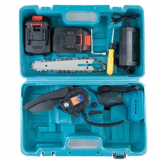 Акумуляторна ланцюгова міні пила 6" (15 см) Domotec 24V для обрізання дерев та розпилу дров, по дереву 00012632 фото