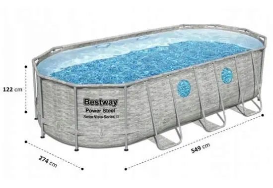 Семейный овальный каркасный бассейн Bestway 56716 549х274х122 см с фильтром и лестницей на 13420 л 00013152 фото