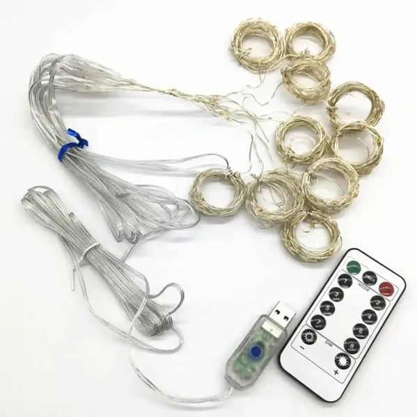 Светодиодная гирлянда штора роса на проволоке 3х2 м 200 LED пульт + USB Синий 00024812 фото