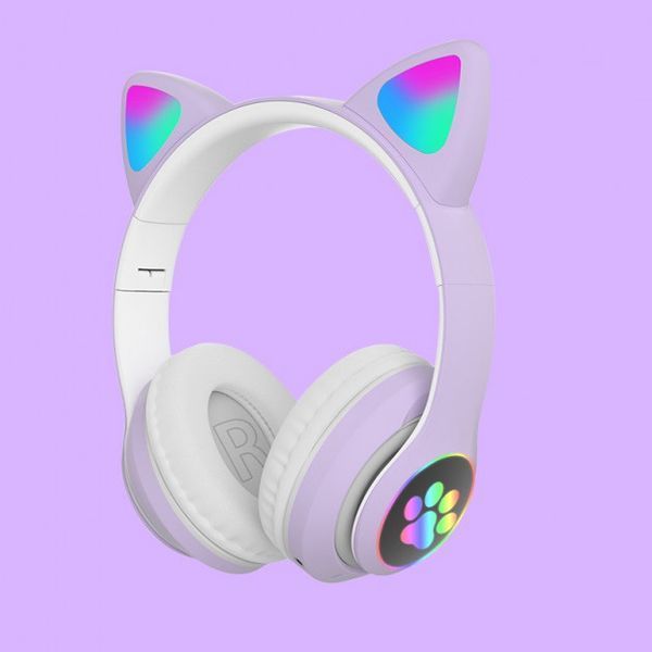 Бездротові навушники LED з котячими вушками CAT STN-28. Колір: фіолетовий 00023863 фото