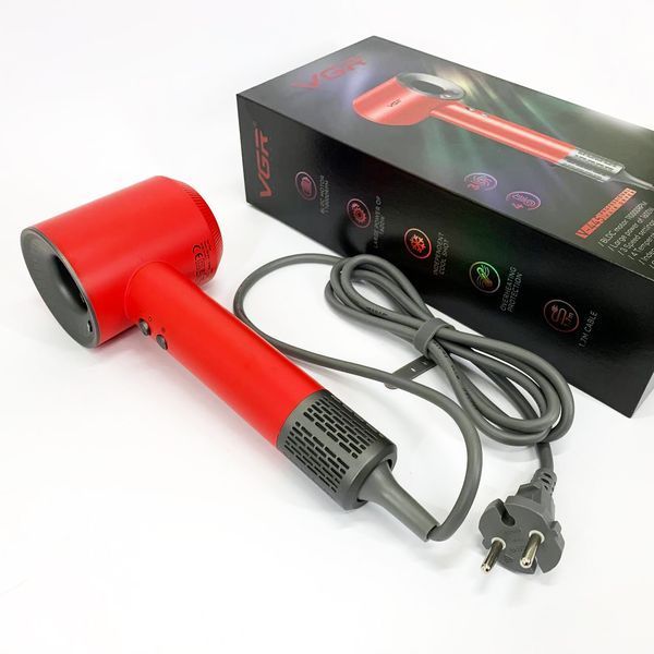 Фен професійний VGR V-445 RED, 3 рівні обдування, 4 рівні температури, 1600 Вт 00014868 фото