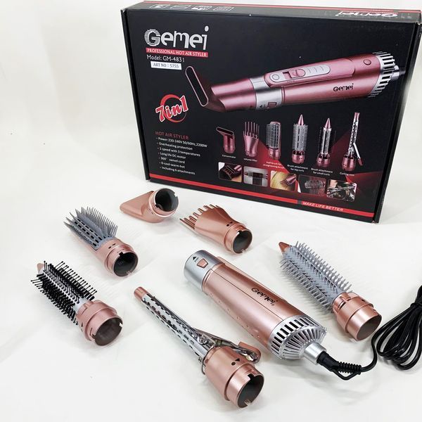 Щипцы фен для волос мультистайлер GEMEI GM-4831 7в1, классический фен для волос, мощный фен для волос 00014322 фото